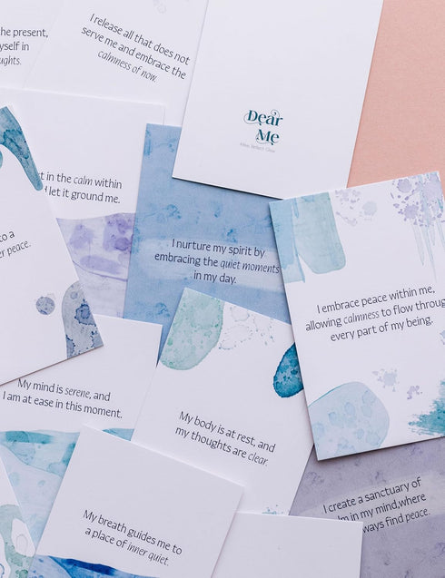 Dear Me Calmness Affirmation Cards Uniquely Designed Mindfulness Deck with Wooden Stand Positive Daily Affirmations
