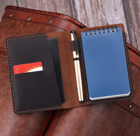 COFFEE Leather Cover for Rite in the Rain Top Spiral Notebooks, Handmade 3" x 5" Mini Pocket Notepad Holder