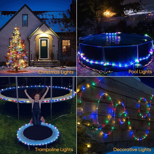 Solar Rope Lights, 39FT IP65 Waterproof Outdoor LED Copper Fairy String Tube Lights for Decoration
