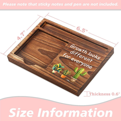Inspirational Wooden Sticky Note Holder & Pen Holder | 6.5" x 4.7" Positive Vibes Pad Dispenser for Desk Gifts