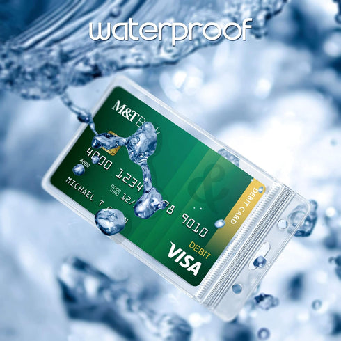 Waterproof Sealable Clear Plastic Vertical ID Badge Holder with Metal Clips for Work ID, Key Card, Driver’s License