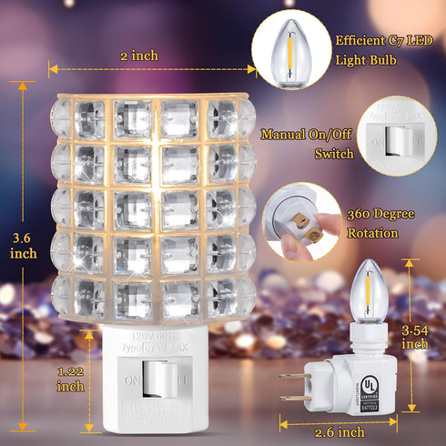 ElectricWise 360 LED Night Light, Night Lights Plug Into Wall with Manual On/Off Switch, Plug in Nights Light