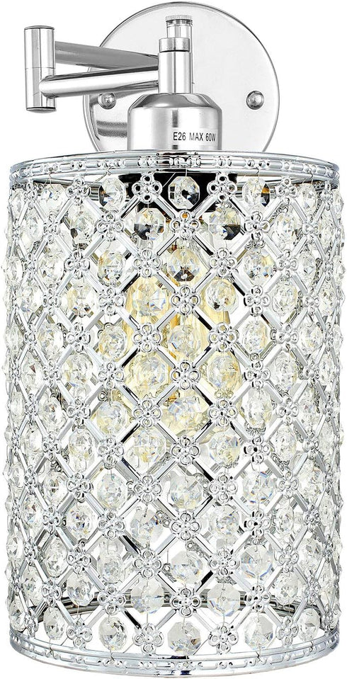 Merlight 1-Light Dimmable E26 67.59 inch Wall Lamp Modern Style Metal Round lampshade Decorative Crystal Base Wall