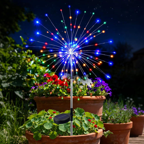 btfarm 1 Pack Solar Garden Lights Outdoor, 8 Modes Firework Lights Solar