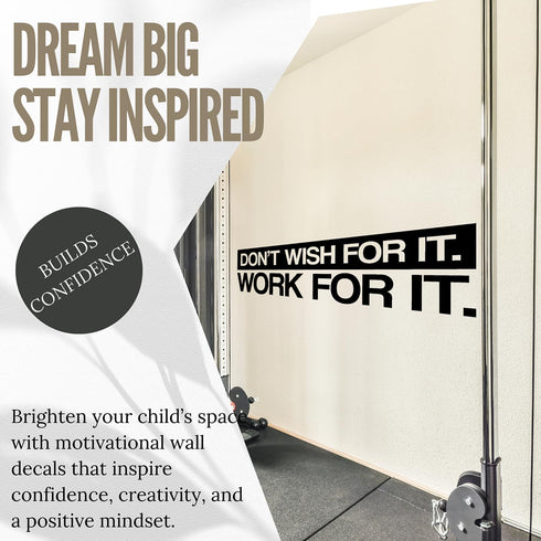 My Vinyl Story | Don't Wish for it Work for it | Motivational Large Wall Decal Sticker for Home Gym Office