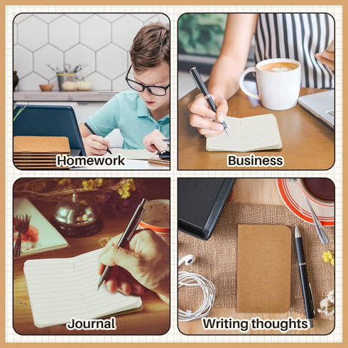 Outus 15 Pcs Pocket Notebook, Mini Journal, 2.5" x 4", Kraft Paper, Softcover Pocket Notepad for Student, Traveler