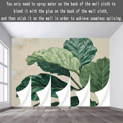Personalized Customization Wall Mural SelfAdhesive Removable Fabric Fiddle Leaf Fig Botanical Plant Tropical Large Wall