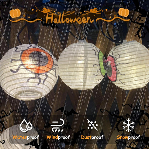 Halloween Eyeball Lantern String Lights, 8.5Ft LED Lights with 10 Novelty Eyeball Lanterns for Outdoor Decor