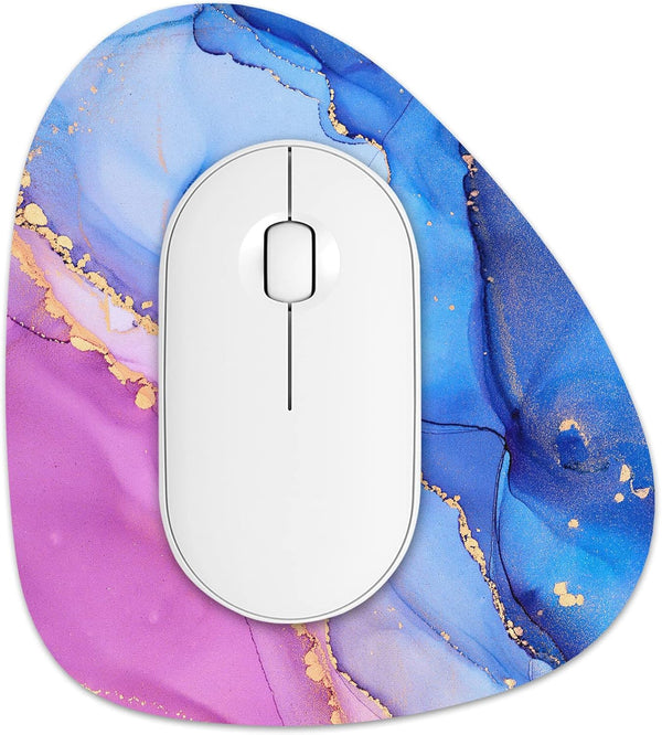 Rimilak Small Mouse Pad, 6 x 7 Inch Irregular Mini Mouse Pad with Non-Slip Rubber Base, Purple Marble