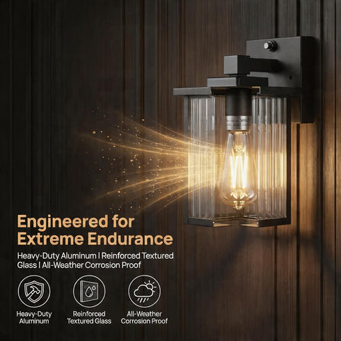 Dusk to Dawn Outdoor Lighting, Waterproof Outdoor Porch Light with Tempered Glass, Outdoor Light Fixture for House