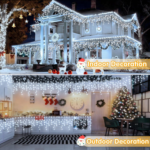 400LED 33FT 8 75 Hezbjiti Christmas Lights Outdoor , LED Icicle Lights Modes Drops Fairy String Lights for Christmas