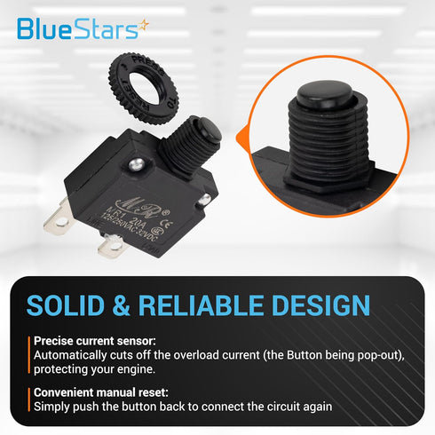 BlueStars 5 Packs 20Amp Thermal Circuit Breaker 125/250V AC 32V DC - Overload Protector Manual Reset Compatible