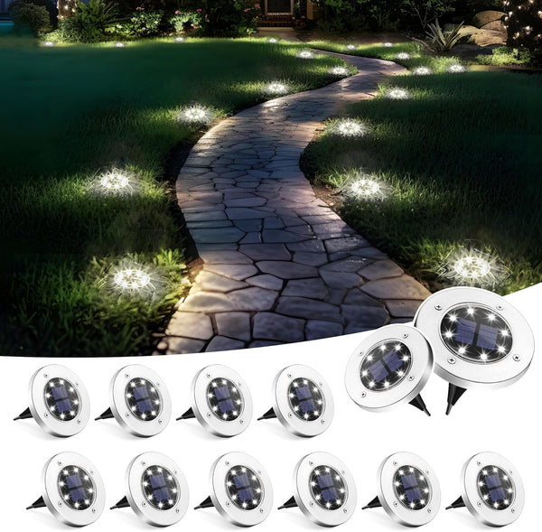 SOLPEX Solar Lights Outdoor Waterproof, 12 Pack Solar Ground Lights, Solar Garden