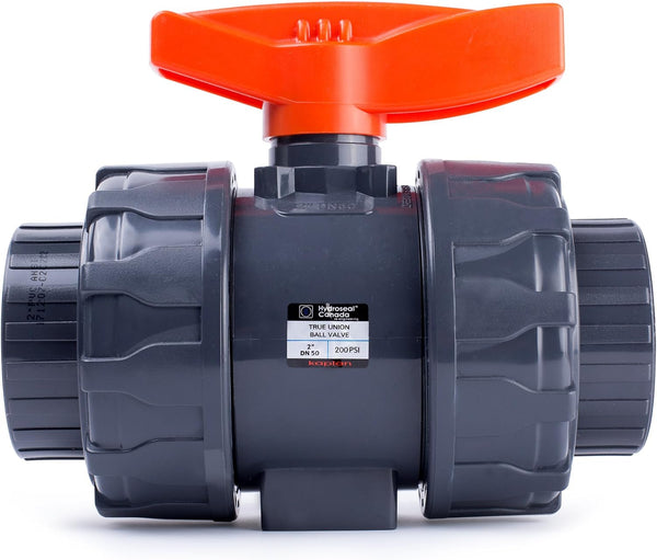 HYDROSEAL Kaplan 2 PVC True Union Ball Valve with Full Port, ASTM