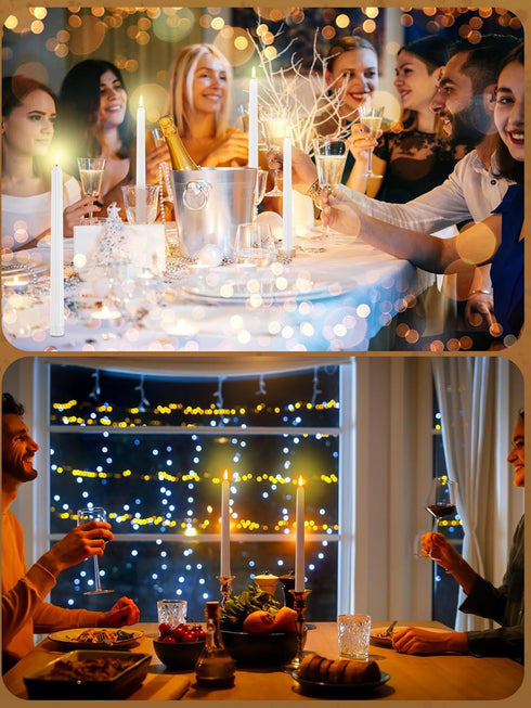 36 Party(White,0.8x11 Inches,Roman Treela Pieces Flameless Taper Candles Flickering Faux LED Battery Operated Electric