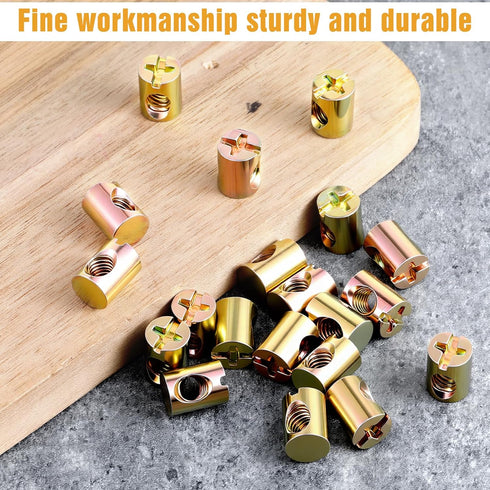 Tweruna 10 M6 PCS Barrel Nut, Slotted Barrel Cross Dowel Nut, Replacement Cross Dowels Barrel Nuts for Furniture Bed