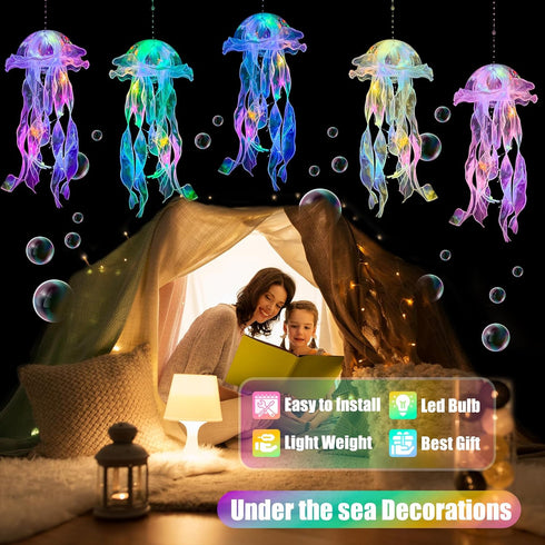 10 Jellyfish Decor - Pcs Light Up Jellyfish Lanterns, Hanging Jelly Fish Decorations for Mermaid Birthday Decorations