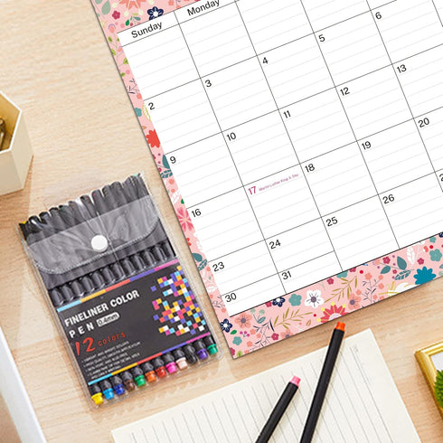 January 2024 to June 2025 Desk Calendar, Large Monthly 18 Months Academic Planner with Floral Design and Magnets