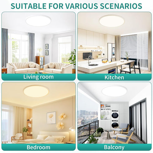 16 Inch Light,32W Remote,Dimmable 3000K-6000K,White,3200LM,Memory LED Flush Mount Ceiling Ultra-Thin Modern Round Light