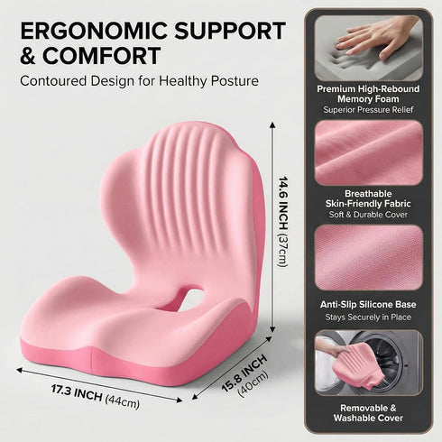 Generic Tailbone Ergonomic Seat Memory Foam Support Cushion for Back, Car Seat Back Support Cushion for Sciatica Pain