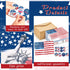 Seajan 100 Set Patriotic Cards, Blank Greeting Card with Envelopes, 4th of July American Flag Note Card