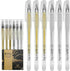 Gold & Silver Gel Pen for Artist, 0.7mm Fine Point, Gold Ink Pen with Japanese Ink, 6 PACK