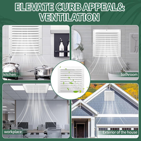 TIHCXNY 1 Pack 12" 12"Inch) (White x Gable Vents, Aluminum Walls, Lofts, Garages etc with Screened Metal Shed Vents