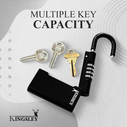 Kingsley Guard-a-Key Black Realtor's Lockbox | Portable Resettable Hanging Key Safe Combination Lock Box for House