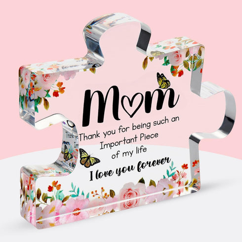 VELENTI Gifts for Mom - Cute Engraved Acrylic Block Puzzles Piece -