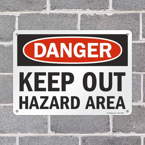SmartSign "Danger - Keep Out, Hazard Area" Sign, 10" x 14" Plastic