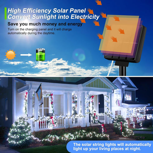 2-Pack 80FT 200LED 8 Brightever Solar String Lights, Total Solar Fairy Lights with Lighting Modes, Solar Lights Outdoor