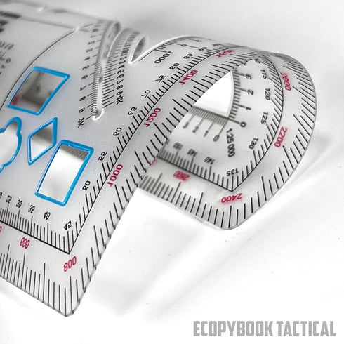 ECOPYBOOK TACTICAL 125x125mm, Ecopybook Flexible GTA NATO Army Protractor, Square Map Military Protractor for Land