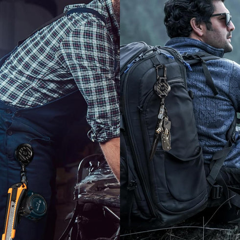 Upgraded Heavy Duty Retractable Keychain, MNGARISTA 2 Pack with Belt Clip & Carabiner, 31.5" Stainless Steel Cable