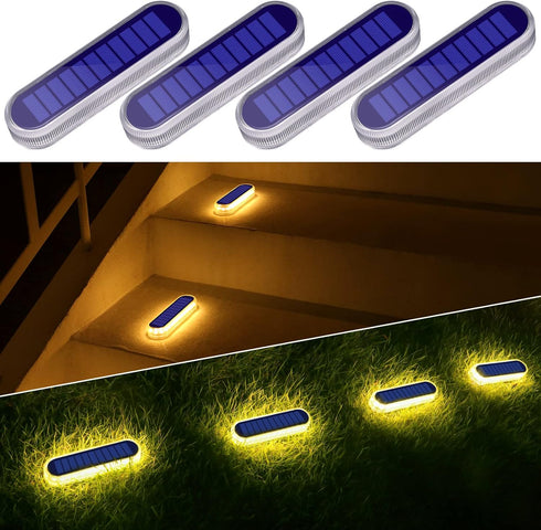 YiLaie Solar Step Lights Outdoor Waterproof, Warm White Solar Stair Lights Outdoor