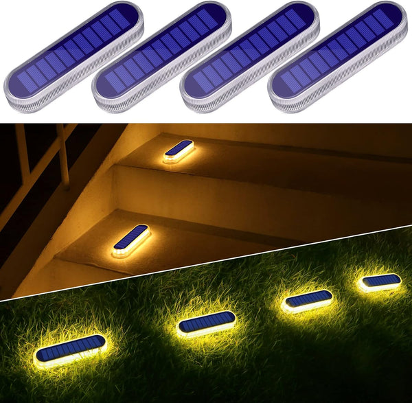 YiLaie Solar Step Lights Outdoor Waterproof, Warm White Solar Stair Lights Outdoor