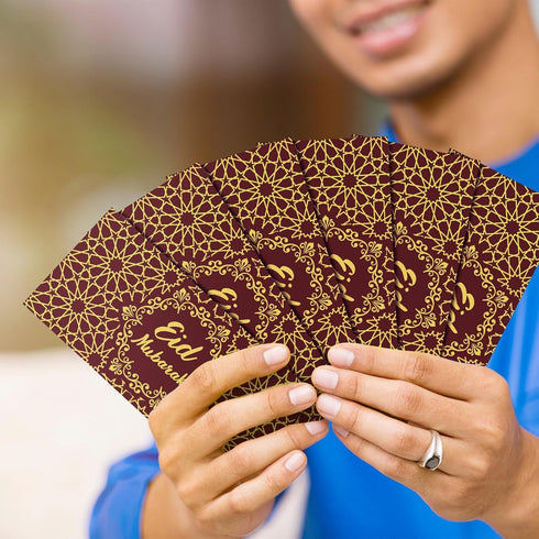 Sinmoe 72 Pcs Eid Mubarak Money Envelopes, 6.7 x 3.2 inch Gold Foil Cash Gift Card Set for Eid Holiday