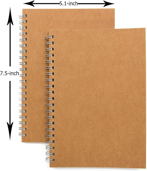 DSTELIN Blank Spiral Notebook, 9-Pack, Soft Cover, 100 Pages, 7.5 inch x 5.1 inch