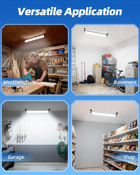 2 Pack 40W 5400LM 6000K 6.6FT YQNLIFA LED Shop Lights, Plug in Garage Lights with Power Cord, Work Light for Garage