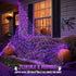 2 Pack 33ft 100 8 JMEXSUSS Solar Fairy Lights Outdoor, LED Purple Christmas Lights, Waterproof Modes Purple Solar Light