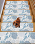 BOHOOSKYLAR 4 8"x30" Blue Lobster Stair Treads Ocean Starfish Navy Coral Shell Marine Life Indoor Non Slip Peel