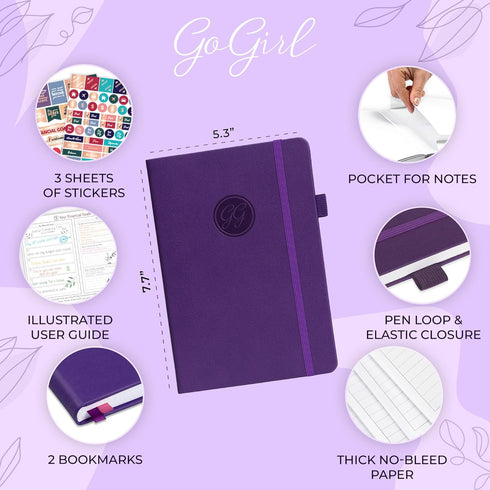 GoGirl Budget Planner - Monthly Financial Organizer, Expense Tracker Notebook Journal to Control Money (Compact, Purple)