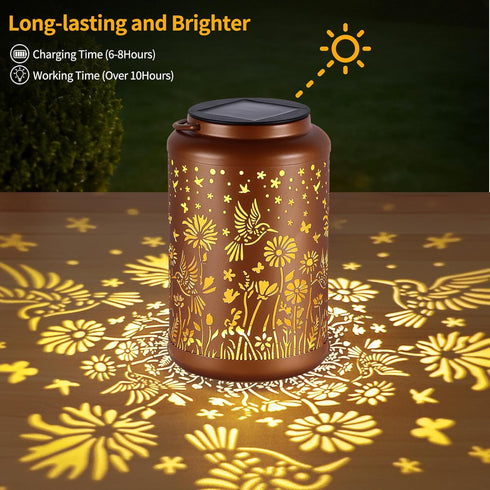 GOLFOEE Hummingbird Mothers Day Gifts for Mom Solar Lanterns Outdoor Waterproof Solar Lights Outdoor Waterproof