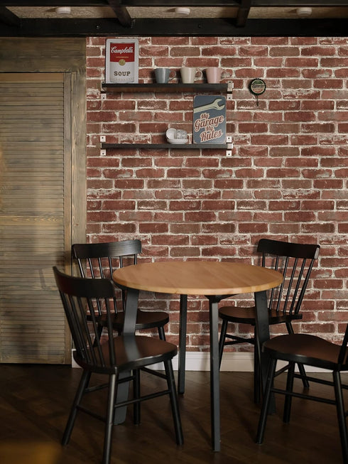 Red Brick Wallpaper, Self-Adhesive Peel and Stick Waterproof Removable for Home Decoration and Furniture Renovation.