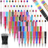 Crtiin 50 Pieces Plastic Beadable Pen Bulk, Black Ink Beaded Pens with 50 Refills for DIY School Supplies