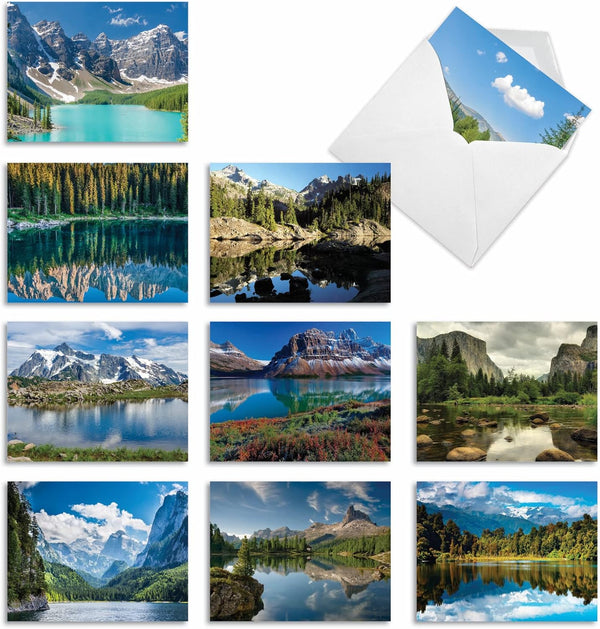 The Best Card Company 10 Assorted Landscape Thank You Notes Box Set 4 x 5.12 Inch with Envelopes (10 Designs, 1 Each)