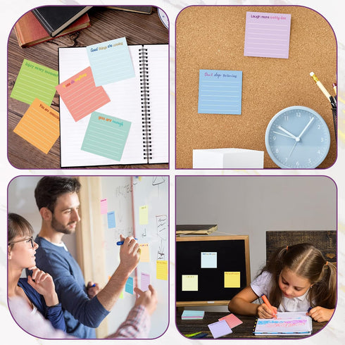 Yinder 24 Pcs Inspirational Sticky Notes with Lines, Cute Motivational Sticky Note Pad Gifts for Coworkers