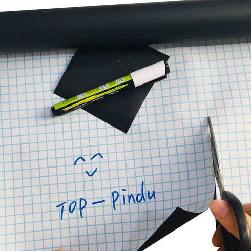 Chalkboard Paper, Blackboard Vinyl Paper Removable Bulletin Wall Sticker, Free: 1 White Chalk Marker Pen + 5 Chalks