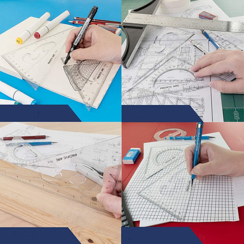 Utoolmart Large Triangle Ruler Set, 25cm Plastic Triangular Scale for Students, Architects, Engineers