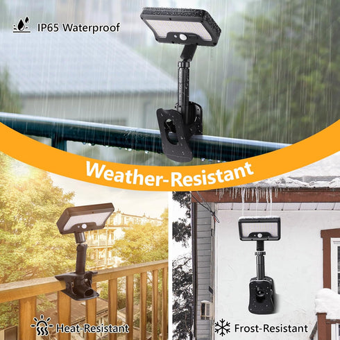 360Rotatable 92 (600 6000 IP65 Clip on Solar Lights Outdoor with Motion Sensor, & Vertically Adjustable Solar Fence