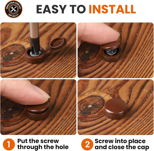 HNYYZL 100 Plastic Hinged Covers, Snap Washer Caps - Brown, Pcs - Shutter Screw Protection (M), Bronze Finish